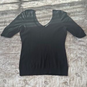 Express Black V-Neck Short Sleeve Top